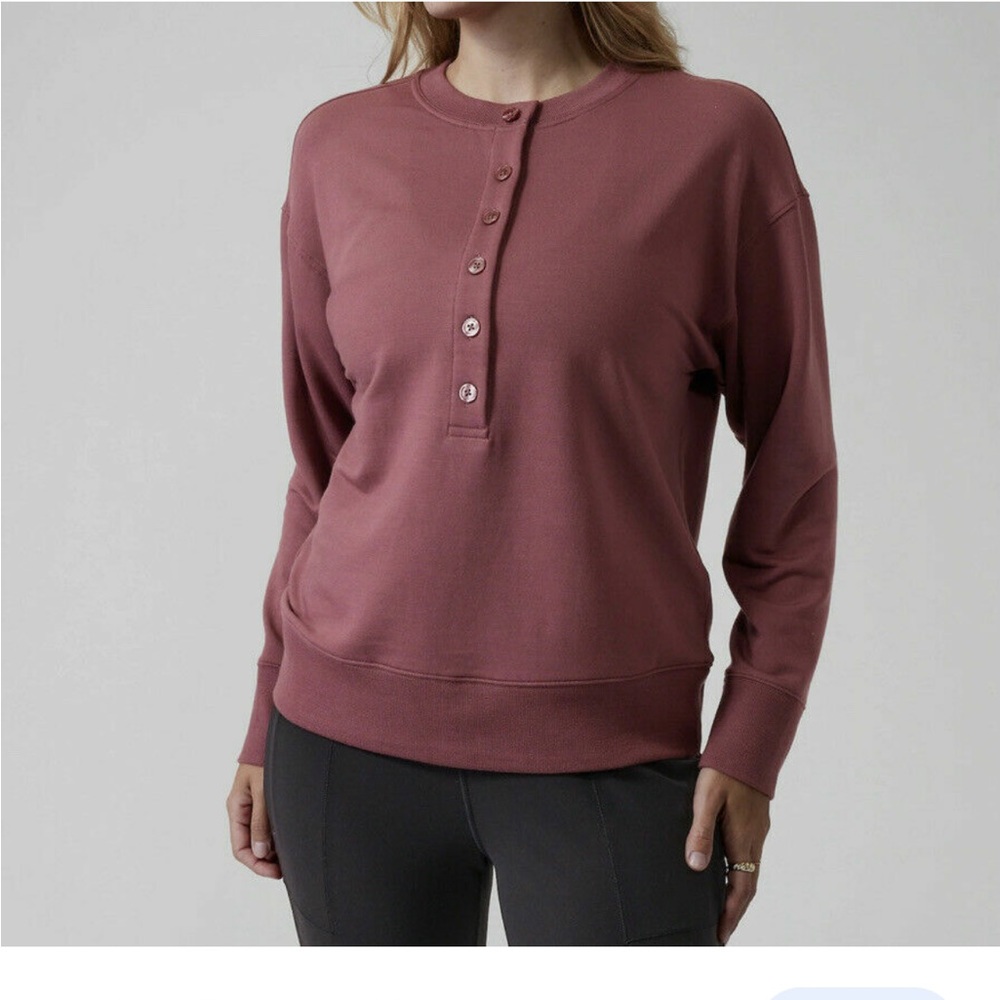 Athleta balance Henley sweatshirt tawny rose
